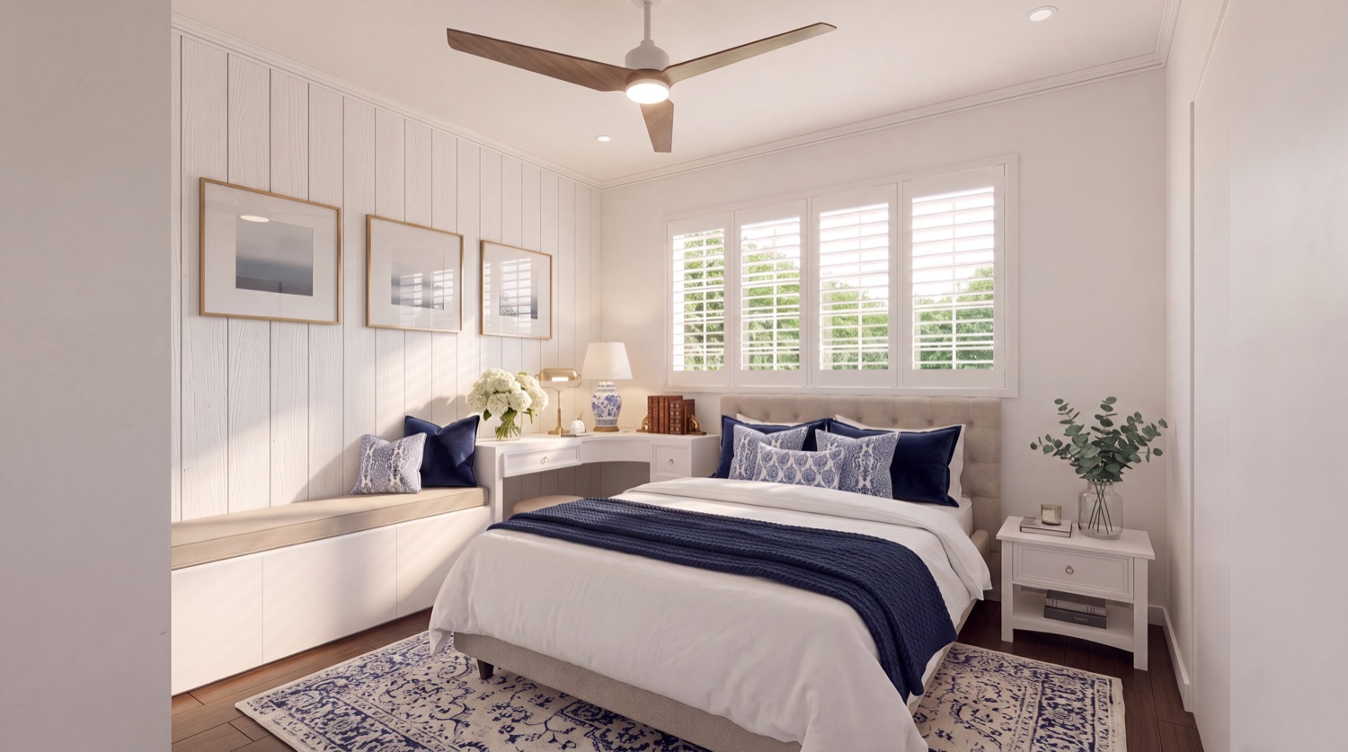 EVOKE Hamptons Bedroom — window seat