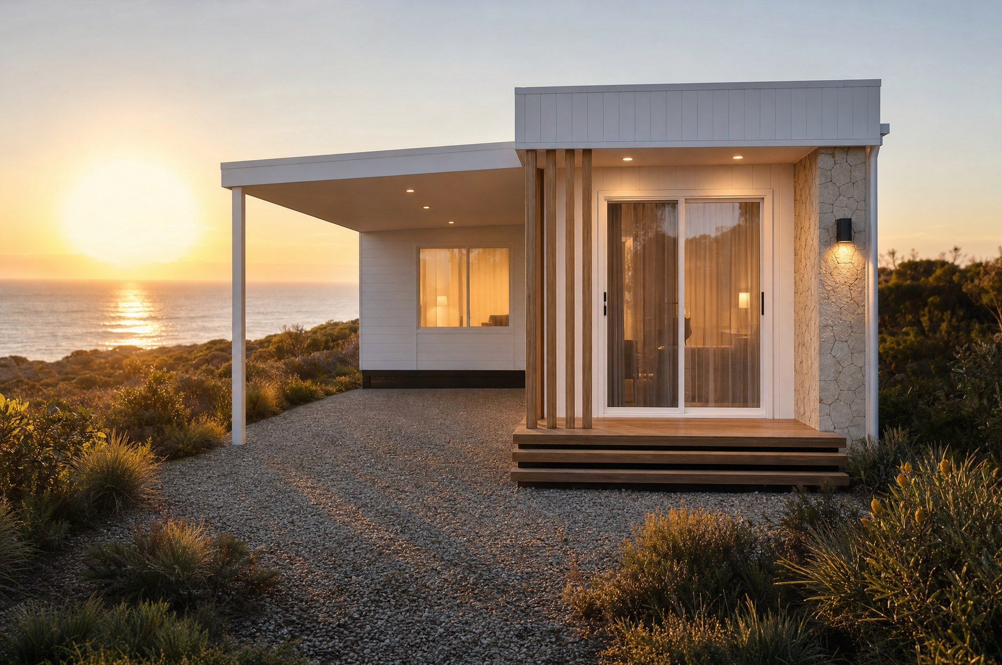 NOMI Kin exterior — Coastal headland · golden hour