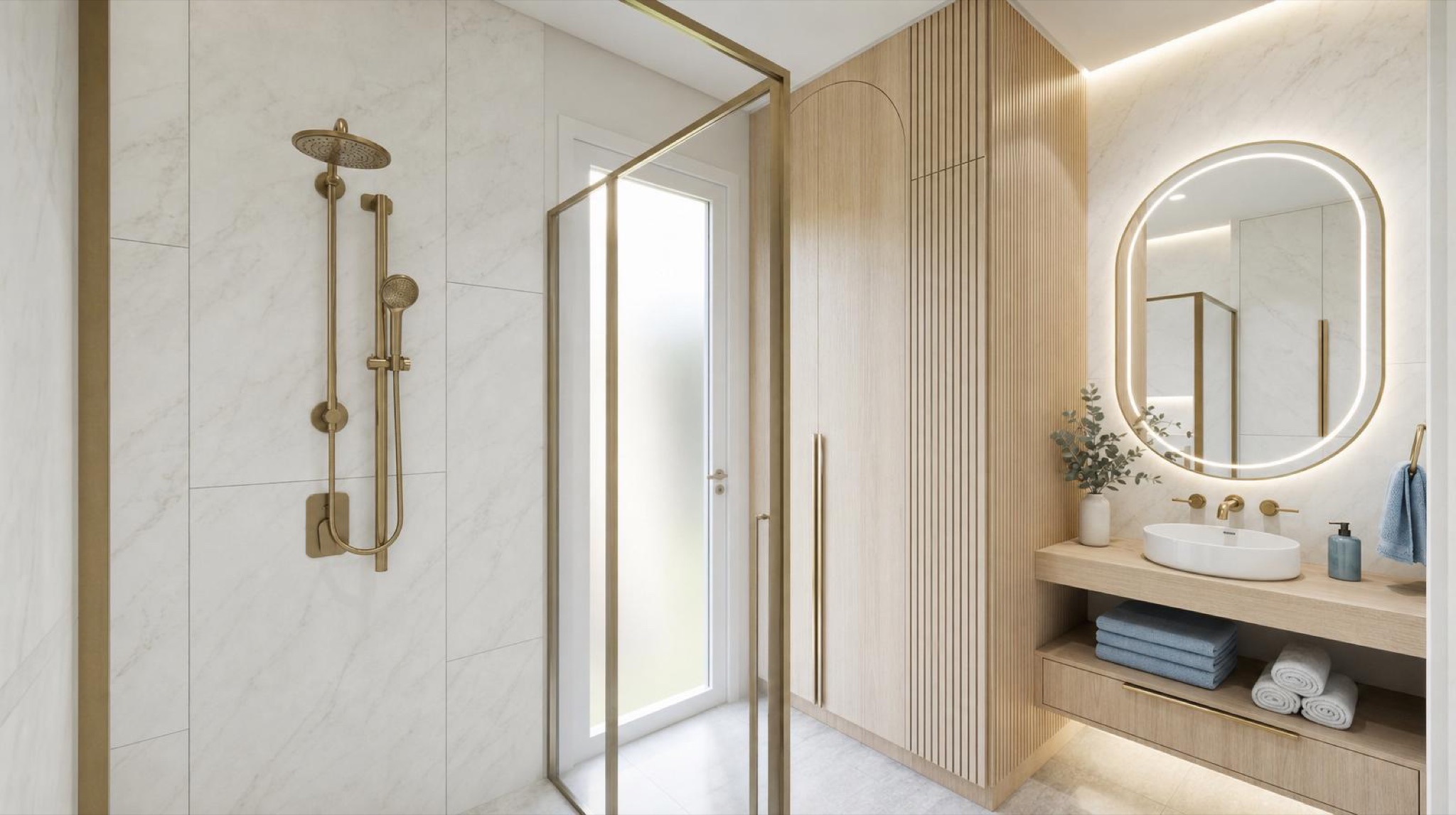 NOMI Kin Coastal Luxe Walk-in shower