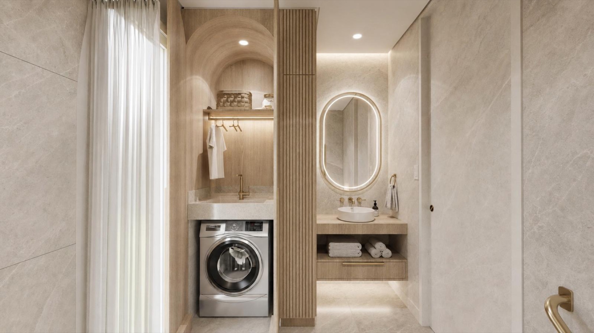 NOMI Kin Elegant Minimalist Ensuite & laundry