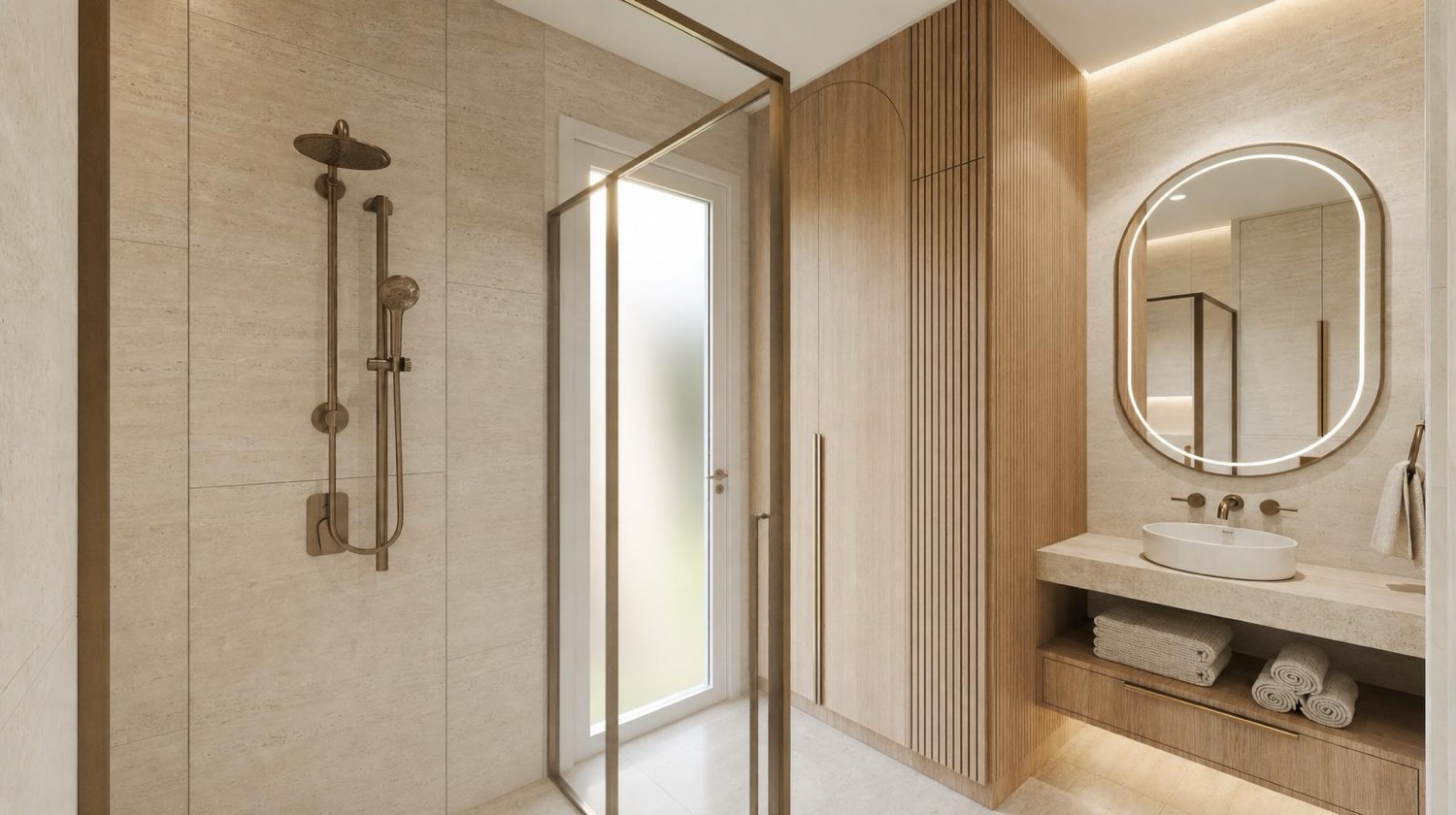 NOMI Maison Travertine Bathroom