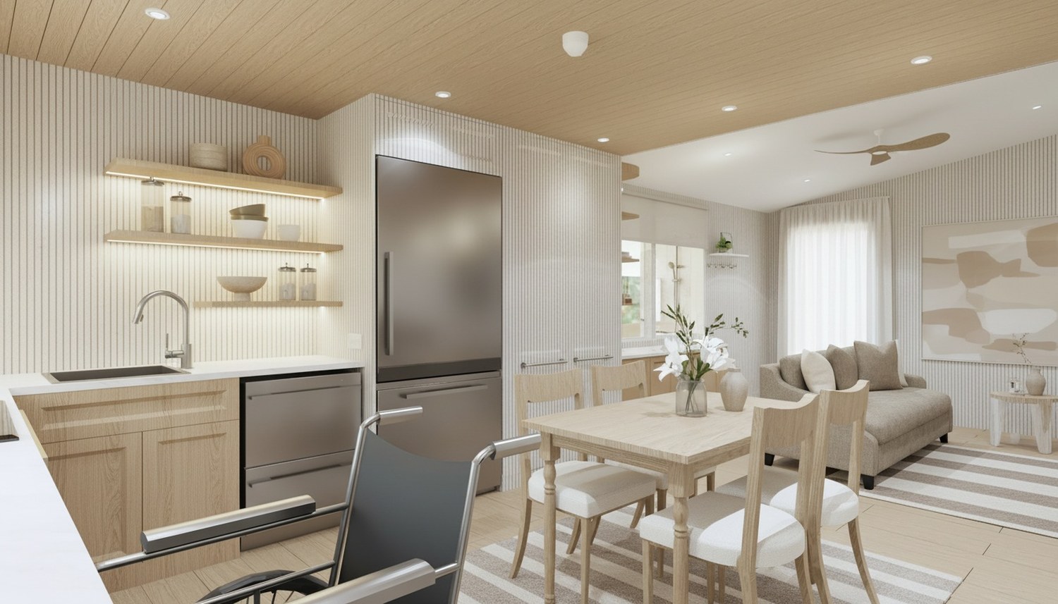VIVID Elegant Minimalist kitchen and living