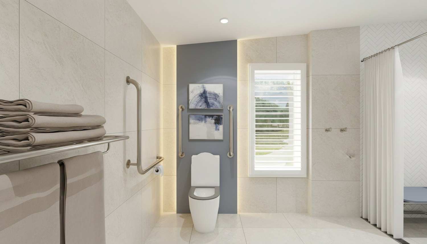 VIVID Elegant Minimalist accessible bathroom